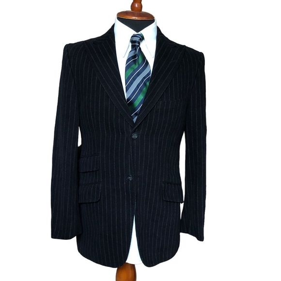 Banana Republic Suits & Blazers Banana Republic Mens Blazer 38s Black Striped Cotton 2